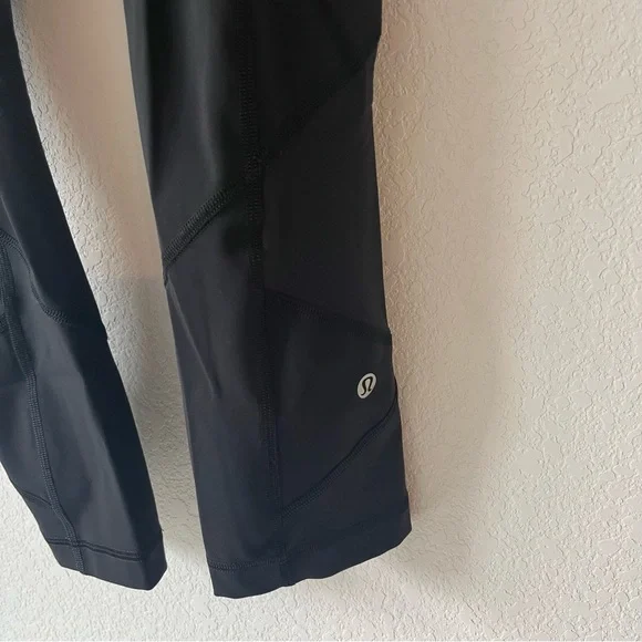 Lululemon Black Pace Rival Cropped Athletic Leggings 22” Size 4 - Picture 5 of 6